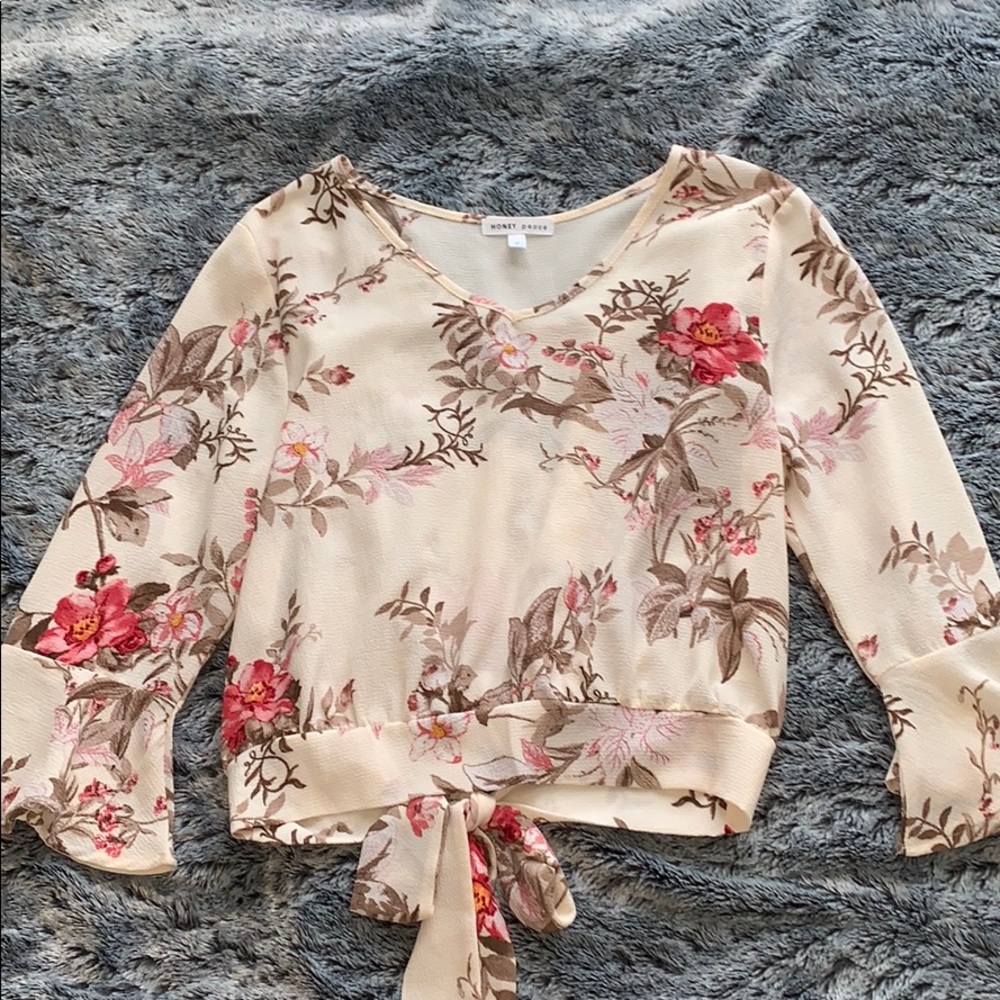 Floral Tie-back Blouse
